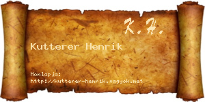 Kutterer Henrik névjegykártya